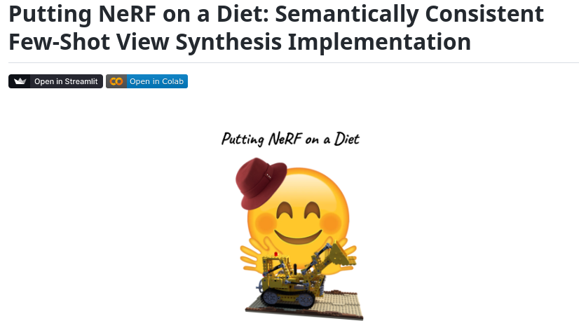 Putting NeRF on a diet: Semantically consistent Few-Shot View Synthesis Implementation